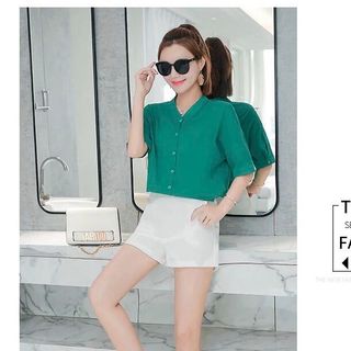 ÁO SƠ MI KHOÉT TAM GIÁC SAU CỔ - DT608