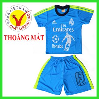 Bộ Đồ Thể Thao Cho Bé Trai - Thun Lạnh - Kháng Khẩn - Thoáng Mát - Màu Xanh Lam - Ngắn Tay