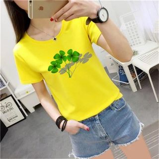 Áo thun nữ in hình trùm cỏ 3 lá - có 6 màu