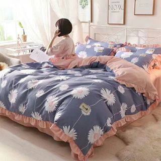 BỘ CHĂN GA GỐI COTTON CÚC HỌA MI giá sỉ