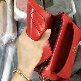 túi bì thư 2 dây 4 màu đỏ đen da bò trắng