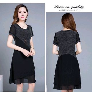 Đầm Suông Voan Phối Màu