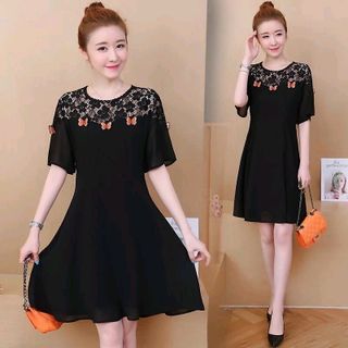 ĐẦM XOÈ PHỐI REN ĐÍNH BƯỚM