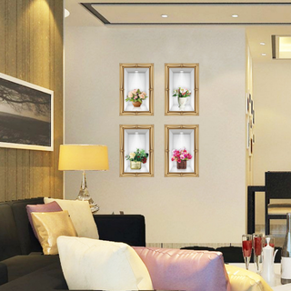 Decal 4 Chậu Hoa 3d Mới