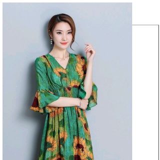 - ĐẦM XÒE HỌA TIẾT HOA HƯỚNG DƯƠNG CỔ KẾT HẠT