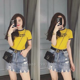 SET ÁO THUN IN CHỮ KÈM VÁY JEAN giá sỉ