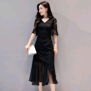 ĐẦM SUÔNG ÔM REN PHỐI VOAN