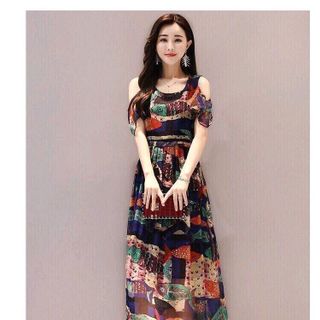 ĐÂM MAXI HỞ VAI HOẠ TIẾT CÁ