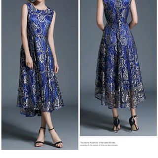 ĐẦM MAXI REN HOA XANH