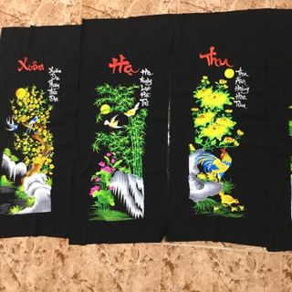 Tranh thêu tứ quý Xuân Hạ Thu Đông chưa vào khung
