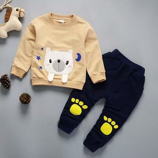 Bộ tay dài đắp gấu cho bé trai cực cute