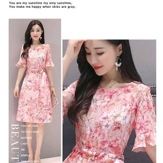 ĐẦM SUÔNG HOA EO RÚT DÂY