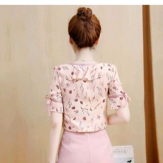 SET ÁO VOAN IN HOA CỔ CÁCH ĐIỆU QUẦN NGẮN