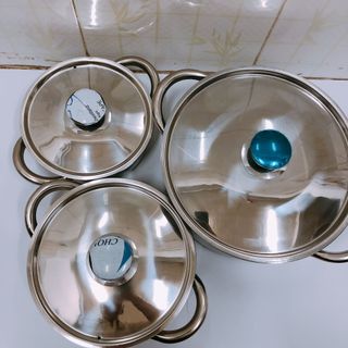 Bộ 3 nồi inox 1 đáy 16/18/24 nắp inox RN06TT