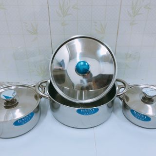 Bộ 3 nồi inox 1 đáy 16/18/24 nắp inox RN06TT