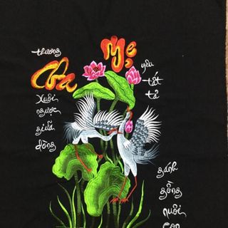 Tranh thêu thư pháp Cha mẹ đứng size 50x60