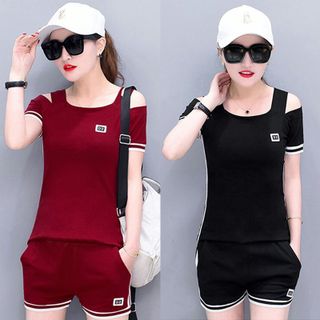 CTKM Sale DG 89k Set bộ đùi rớt vai phối viên logo thêu