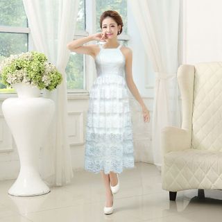 Sale Đồng Gía 139k Đầm ren trắng maxi Dawn - TP1632