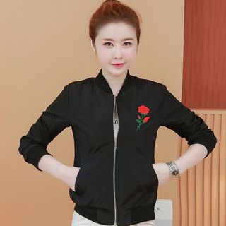 CTKM Sale DG 89k - Áo Khoác Thể Thao Dù Hai Lớp Thêu Hoa Hồng Đen giá sỉ