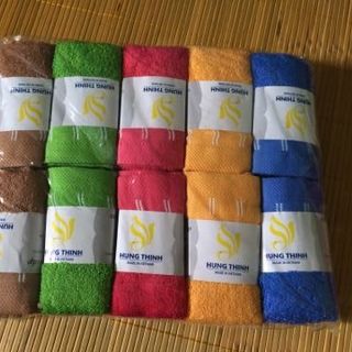 10 khăn mặt 100 cotton - Hưng Thịnh 1 lốc - 10c