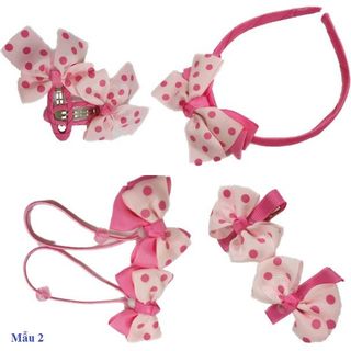 Set 7 món bờm nơ dây buộc kẹp tóc cho bé