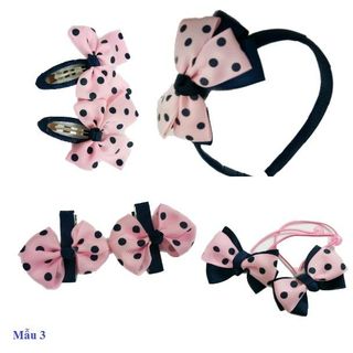 Set 7 món bờm nơ dây buộc kẹp tóc cho bé