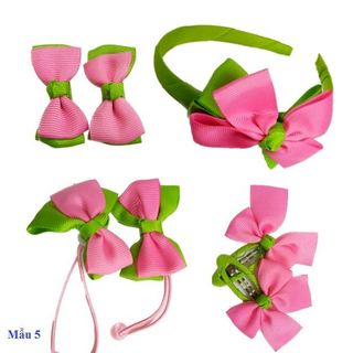 Set 7 món bờm nơ dây buộc kẹp tóc cho bé