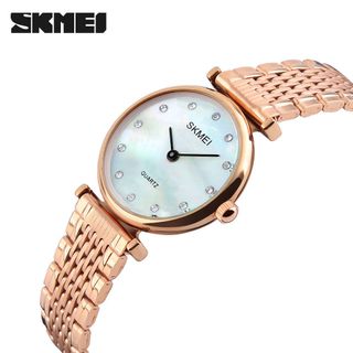 Đồng hồ nữ chạm xà cừ Skmei 1223 Rose Gold