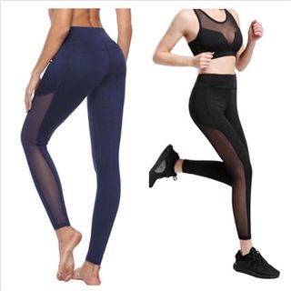 Quần tập Gym dài phối lưới 2 bên