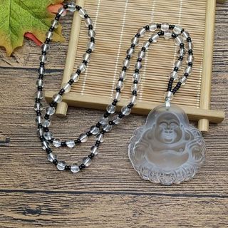 Dây chuyền phật Di Lặc pha lê trắng