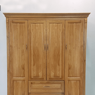 Tủ áo gỗ sồi Pano 4 cánh 2 hộc kéo R180xS60xC210cm