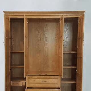Tủ áo gỗ sồi Pano 4 cánh 2 hộc kéo R180xS60xC210cm