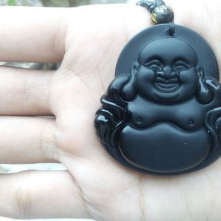 Dây chuyền phật di lặc đá Obsiban