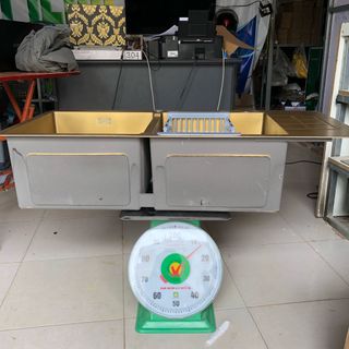 chậu rửa bát hai hố có bàn Nano10048