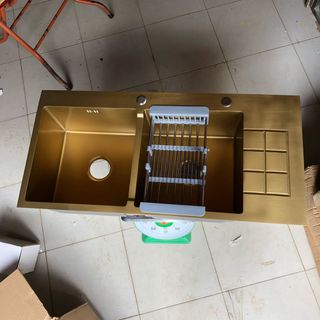 chậu rửa bát hai hố có bàn Nano10048