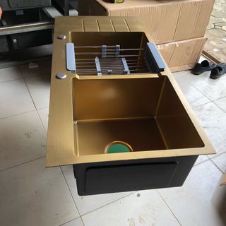 chậu rửa bát hai hố có bàn Nano10048
