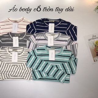 Áo thun ôm len gân tay dày ảnh thật