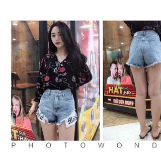 Quần short jean lưng cao