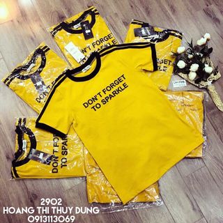 áo thun chữ viền sọc tay