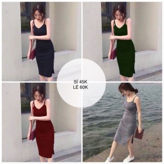 Đầm Body Xẻ Tà Hai Dây Sexy