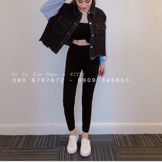 ÁO KHOÁC JEAN PHỐI TAY XÁM