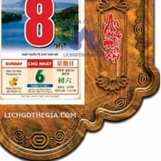 BÌA LỊCH GỖ PHONG THỦY GẮN BLOC LICHGOTHEGIA