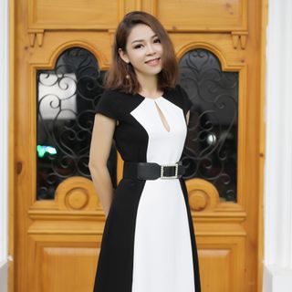 ĐẦM TRẮNG PHỐI MÀU DỌC THÂN