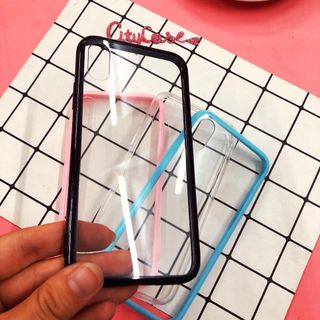 ốp điện thoại lưng trong viền màu iphone