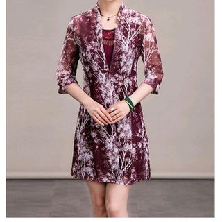 SET ÁO KHOÁC IN HỌA TIẾT VÁY SÁT NÁCH