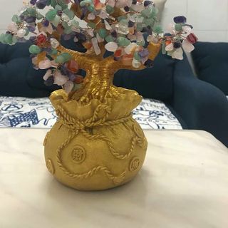 Cây Tài Lộc Đá Thạch Anh Ngũ Sắc 26Cm