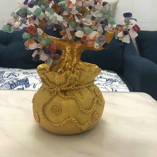 Cây Tài Lộc Đá Thạch Anh Ngũ Sắc 26Cm