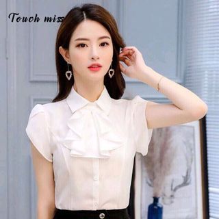 ÁO SƠ MI NƠ CỔ TAY BÚP SEN