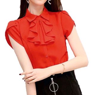 ÁO SƠ MI NƠ CỔ TAY BÚP SEN