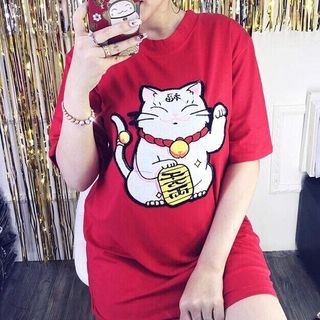 đầm mèo thần tài 2 túi